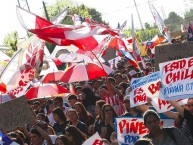 Foto: "La hinchada del Curi formando parte de las protestas de 2019, en las calles de la ciudad" Barra: Los Marginales • Club: Curicó Unido