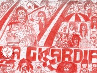 Desenho - Diseño - Arte - "LA GUARDIA PRESENTE." Dibujo de la Barra: La Guardia Albi Roja Sur • Club: Independiente Santa Fe • País: Colombia