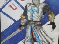 Desenho - Diseño - Arte - "Caballero Cruzado #LosCruzados âšªðŸ’™âšª" Dibujo de la Barra: Los Cruzados • Club: Universidad Católica