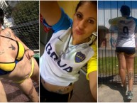 Hincha - Tribunera - Chica - "Bikini azul y oro y con la camiseta de Boca" Fanatica de la Barra: La 12 • Club: Boca Juniors