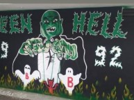 Mural - Graffiti - Pintada - "Burla al america" Mural de la Barra: Frente Radical Verdiblanco • Club: Deportivo Cali
