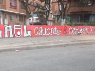 Mural - Graffiti - Pintada - "Aguante y corazón" Mural de la Barra: La Guardia Albi Roja Sur • Club: Independiente Santa Fe