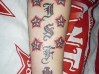 Tattoo - Tatuaje - tatuagem - "Club Independiente Santa Fe (C.I.S.F)" Tatuaje de la Barra: La Guardia Albi Roja Sur • Club: Independiente Santa Fe • País: Colombia