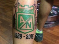 Tattoo - Tatuaje - tatuagem - "1889-2016" Tatuaje de la Barra: Los del Sur • Club: Atlético Nacional