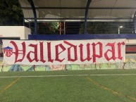 Trapo - Bandeira - Faixa - Telón - "FILIAL VALLEDUPAR." Trapo de la Barra: Frente Rojiblanco Sur • Club: Junior de Barranquilla