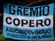 Trapo - Bandeira - Faixa - Telón - "Grêmio copero, aguerrido e bravo - Filial Santa Maria - RS" Trapo de la Barra: Geral do Grêmio • Club: Grêmio