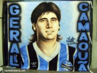Trapo - Bandeira - Faixa - Telón - "Geral Camaquã em homenagem a Renato Portaluppi" Trapo de la Barra: Geral do Grêmio • Club: Grêmio • País: Brasil