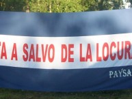Trapo - Bandeira - Faixa - Telón - "Nadie esta a salvo de la locura, Paysandú La 19" Trapo de la Barra: La Banda del Parque • Club: Nacional • País: Uruguay