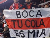 Trapo - Bandeira - Faixa - Telón - "BOCA TU COLA ES MIA" Trapo de la Barra: Los Borrachos del Tablón • Club: River Plate