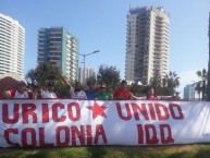 Trapo - Bandeira - Faixa - Telón - "Colonia de curicanos en Iquique" Trapo de la Barra: Los Marginales • Club: Curicó Unido