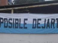 Trapo - Bandeira - Faixa - Telón - "IMPOSIBLE DEJARTE" Trapo de la Barra: Mafia Azul Grana • Club: Deportivo Quito