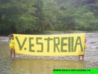 Trapo - Bandeira - Faixa - Telón - "Villa Estrella" Trapo de la Barra: Rebelión Auriverde Norte • Club: Real Cartagena • País: Colombia