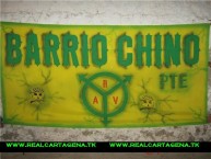 Trapo - Bandeira - Faixa - Telón - "Barrio Chino pte" Trapo de la Barra: Rebelión Auriverde Norte • Club: Real Cartagena