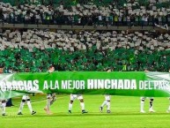 Foto: "Gracias a la mejor hinchada del pais" Barra: Los del Sur • Club: Atlético Nacional