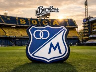 Desenho - Diseño - Arte - "Primera vez en su historia la mítica Bombonera de Boca Juniors en Buenos Aires, Argentina." Dibujo de la Barra: Blue Rain &bull; Club: Millonarios &bull; País: Colombia