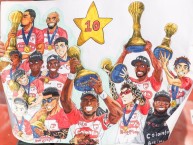 Desenho - Diseño - Arte - "Dibujo Homenaje Décima Estrella" Dibujo de la Barra: La Guardia Albi Roja Sur &bull; Club: Independiente Santa Fe &bull; País: Colombia