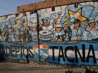 Mural - Graffiti - Pintada - "ADEPTOS TACNA" Mural de la Barra: Extremo Celeste • Club: Sporting Cristal