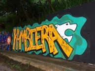 Mural - Graffiti - Pintada - "1ra linea Kumbiera Florid[AB]lanca Santander" Mural de la Barra: Fortaleza Leoparda Sur • Club: Atlético Bucaramanga