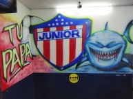 Mural - Graffiti - Pintada - Mural de la Barra: Frente Rojiblanco Sur • Club: Junior de Barranquilla