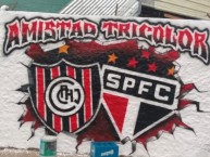 Mural - Graffiti - Pintada - "Amistad con São Paulo" Mural de la Barra: La Famosa Banda de San Martin &bull; Club: Chacarita Juniors