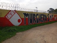 Mural - Graffiti - Pintadas - Mural de la Barra: La Guardia Albi Roja Sur &bull; Club: Independiente Santa Fe &bull; País: Colombia