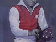 Mural - Graffiti - Pintada - "Mural Homenaje Alfonso Cañón.Máximo Idolo de Independiente Santa Fe." Mural de la Barra: La Guardia Albi Roja Sur &bull; Club: Independiente Santa Fe