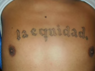 Tattoo - Tatuaje - tatuagem - "Primer Tatuaje de Equidad" Tatuaje de la Barra: Distrito Asegurador • Club: La Equidad • País: Colombia