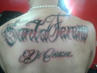 Tattoo - Tatuaje - tatuagem - "SANTAFEREÑO DE CORAZÓN" Tatuaje de la Barra: La Guardia Albi Roja Sur • Club: Independiente Santa Fe