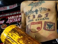 Tattoo - Tatuaje - tatuagem - "SANTA FE AMOR ETERNO" Tatuaje de la Barra: La Guardia Albi Roja Sur • Club: Independiente Santa Fe
