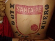 Tattoo - Tatuaje - tatuagem - "SANTA FE POR LO QUE VIVO Y MUERO" Tatuaje de la Barra: La Guardia Albi Roja Sur • Club: Independiente Santa Fe