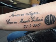 Tattoo - Tatuaje - tatuagem - "No creo en milagros... Creo en Marcelo Gallardo. 21/09/2017" Tatuaje de la Barra: Los Borrachos del Tablón • Club: River Plate • País: Argentina