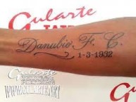 Tattoo - Tatuaje - tatuagem - "Tatuaje de Danubio Futbol Club, nombre y abreviacion DFC en el brazo" Tatuaje de la Barra: Los Danu Stones • Club: Danubio • País: Uruguay