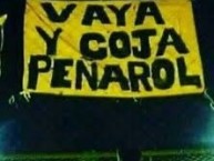 Trapo - Bandeira - Faixa - Telón - "VAYA Y COJA PEÑAROL" Trapo de la Barra: Barra Amsterdam • Club: Peñarol • País: Uruguay