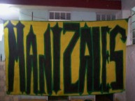 Trapo - Bandeira - Faixa - Telón - "MANIZALES" Trapo de la Barra: Fortaleza Leoparda Sur • Club: Atlético Bucaramanga • País: Colombia