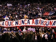 Trapo - Bandeira - Faixa - Telón - "la que nunca abandona" Trapo de la Barra: La Banda del Parque • Club: Nacional • País: Uruguay