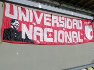 Trapo - Bandeira - Faixa - Telón - "Trapo UNAL Albi-roja en el campin" Trapo de la Barra: La Guardia Albi Roja Sur • Club: Independiente Santa Fe