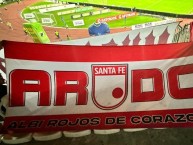 Trapo - Bandeira - Faixa - Telón - "ALBI-ROJOS DE CORAZÓN" Trapo de la Barra: La Guardia Albi Roja Sur • Club: Independiente Santa Fe
