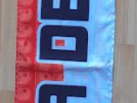 Trapo - Bandeira - Faixa - Telón - "LA Z-10 DEL LEON" Trapo de la Barra: La Guardia Albi Roja Sur &bull; Club: Independiente Santa Fe &bull; País: Colombia