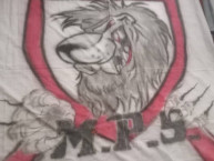 Trapo - Bandeira - Faixa - Telón - "Marihuaneros Por Sata Fe - Rojo Hasta Los Ojos." Trapo de la Barra: La Guardia Albi Roja Sur &bull; Club: Independiente Santa Fe &bull; País: Colombia