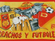 Trapo - Bandeira - Faixa - Telón - "Borrachos y Futboleros" Trapo de la Barra: Lobo Sur &bull; Club: Pereira &bull; País: Colombia