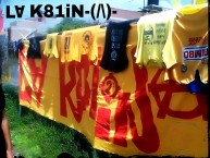 Trapo - Bandeira - Faixa - Telón - "★LA FAMOSA BANDA DEL PONIENTE - LA BANDA DEL ROJIAMARILLO ★" Trapo de la Barra: Locura 81 &bull; Club: Monarcas Morelia