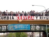 Trapo - Bandeira - Faixa - Telón - "Cumbia Cerveza y River" Trapo de la Barra: Los Borrachos del Tablón &bull; Club: River Plate
