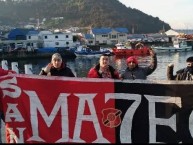 Trapo - Bandeira - Faixa - Telón - "La san ma7eo en el estadio más austral de chile siguiendo a rangers un trapo con historia y 3 finales de ascenso" Trapo de la Barra: Los Rojinegros &bull; Club: Rangers de Talca &bull; País: Chile