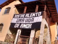 Trapo - Bandeira - Faixa - Telón - "Mov 105 - 105 minutos de alento, uma vida de amor" Trapo de la Barra: Movimento 105 Minutos • Club: Atlético Mineiro