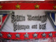 Trapo - Bandeira - Faixa - Telón - "Santo Domingo siempre con vos" Trapo de la Barra: Muerte Blanca • Club: LDU • País: Ecuador
