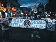 Trapo - Bandeira - Faixa - Telón - "SAN SEBAS" Trapo de la Barra: Vendaval Celeste • Club: Deportivo Garcilaso